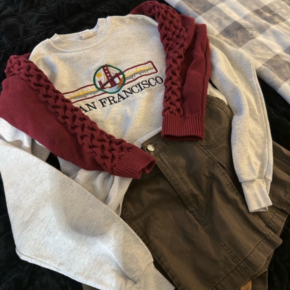 URBAN OUTFITTERS Maroon Cable Knit Turtleneck Sweater - Picture 7 of 13